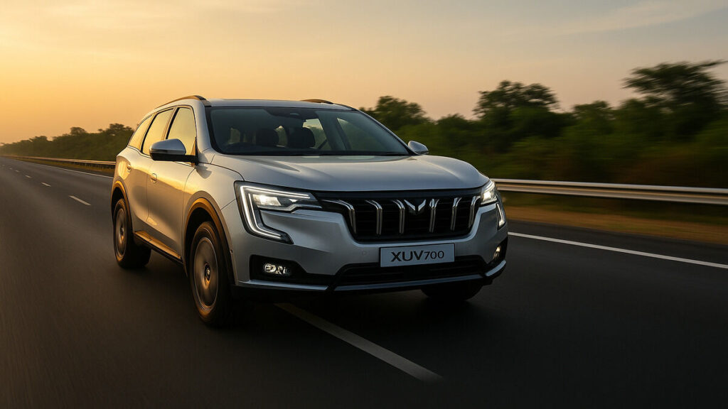 Mahindra XUV700 Facelift driving on highway real-life shot