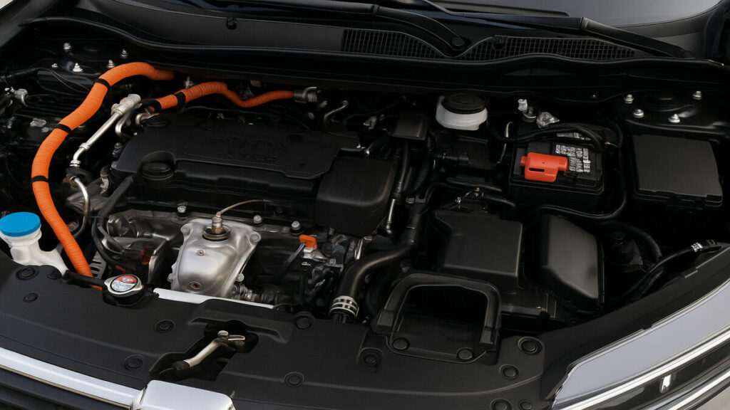 Honda CR-V petrol hybrid engine bay close-up