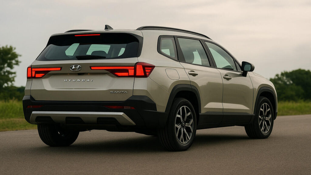 Hyundai Santa rear view with LED tail lamps