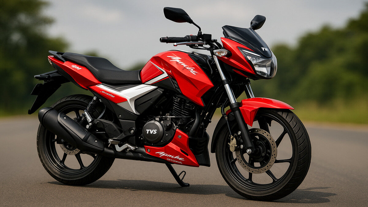 TVS Apache 180 Hybrid side profile photo in outdoor light