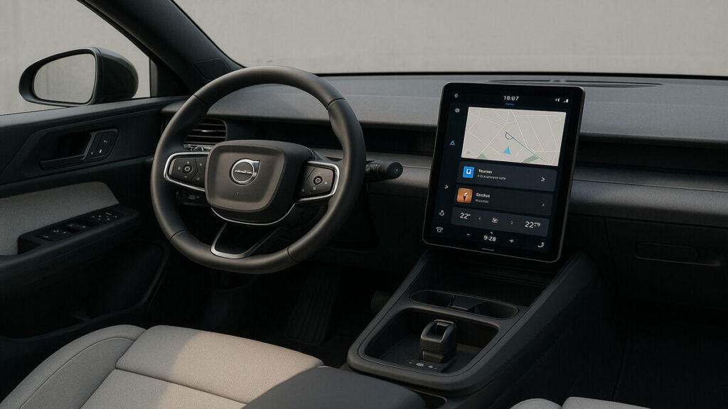 Volvo EX30 2025 interior dashboard and touchscreen