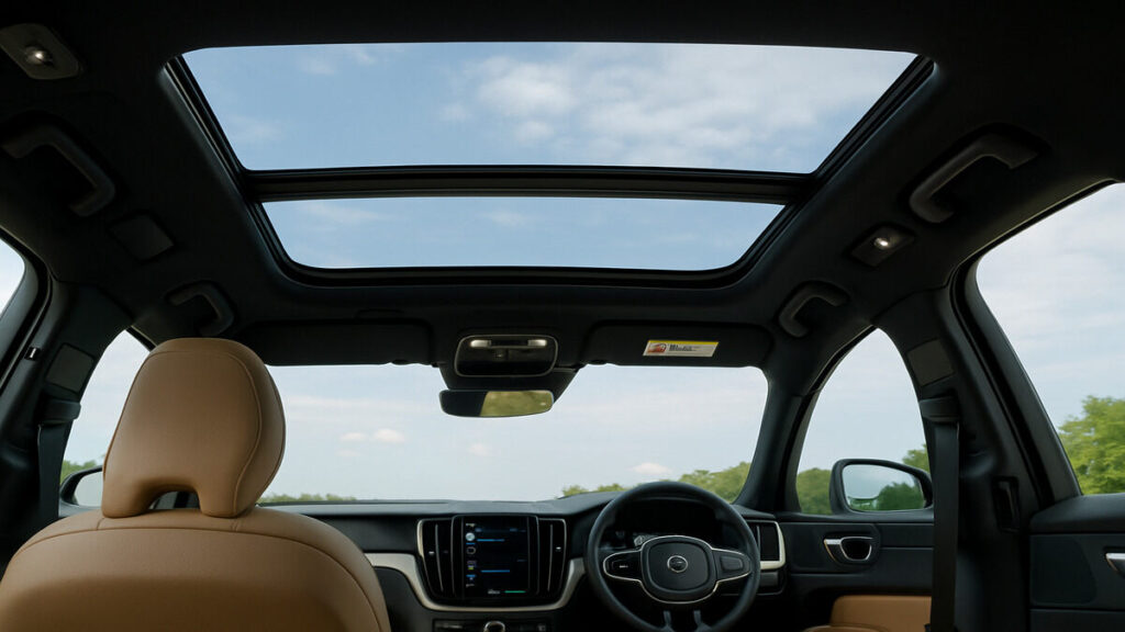 Volvo XC60 panoramic sunroof view from inside the cabin